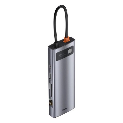 Adapteris USB C → HDMI + 3xUSB 3.2 + USB C (100W) + VGA + SD + RJ45 (9-in-1) pilkas (grey) Baseus CAHUB-CU0G